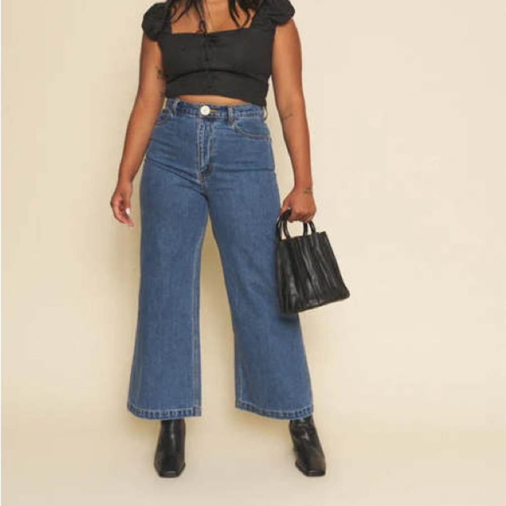Whimsy & Row Sz 29 Jeans Flora Pant Denim Crop Wide Leg